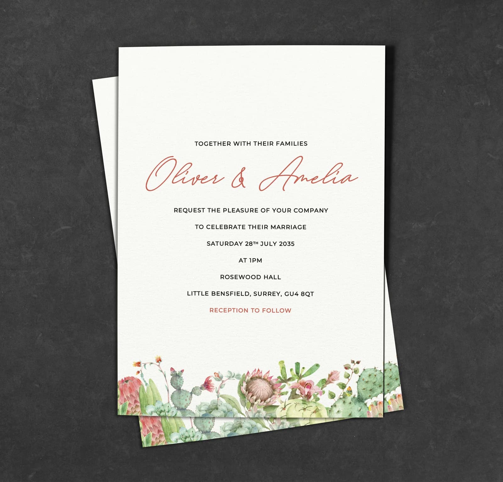 Succulents Invitation — invitation wedding stationery