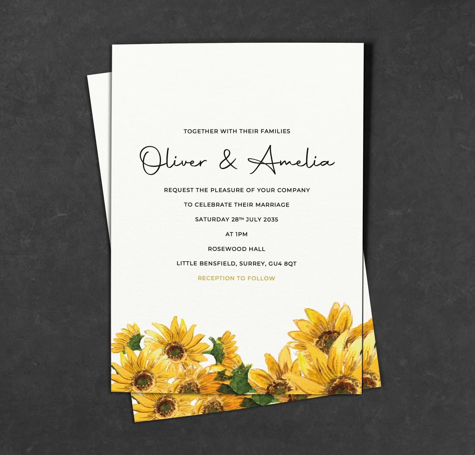 Sunflowers Invitation — invitation wedding stationery