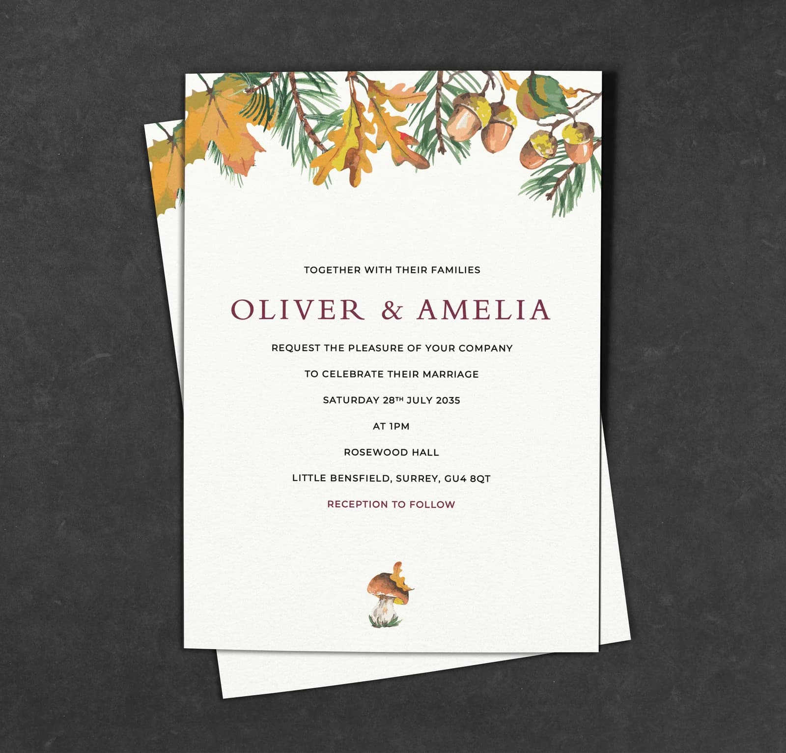 Wooded Autumn Invitation — invitation wedding stationery