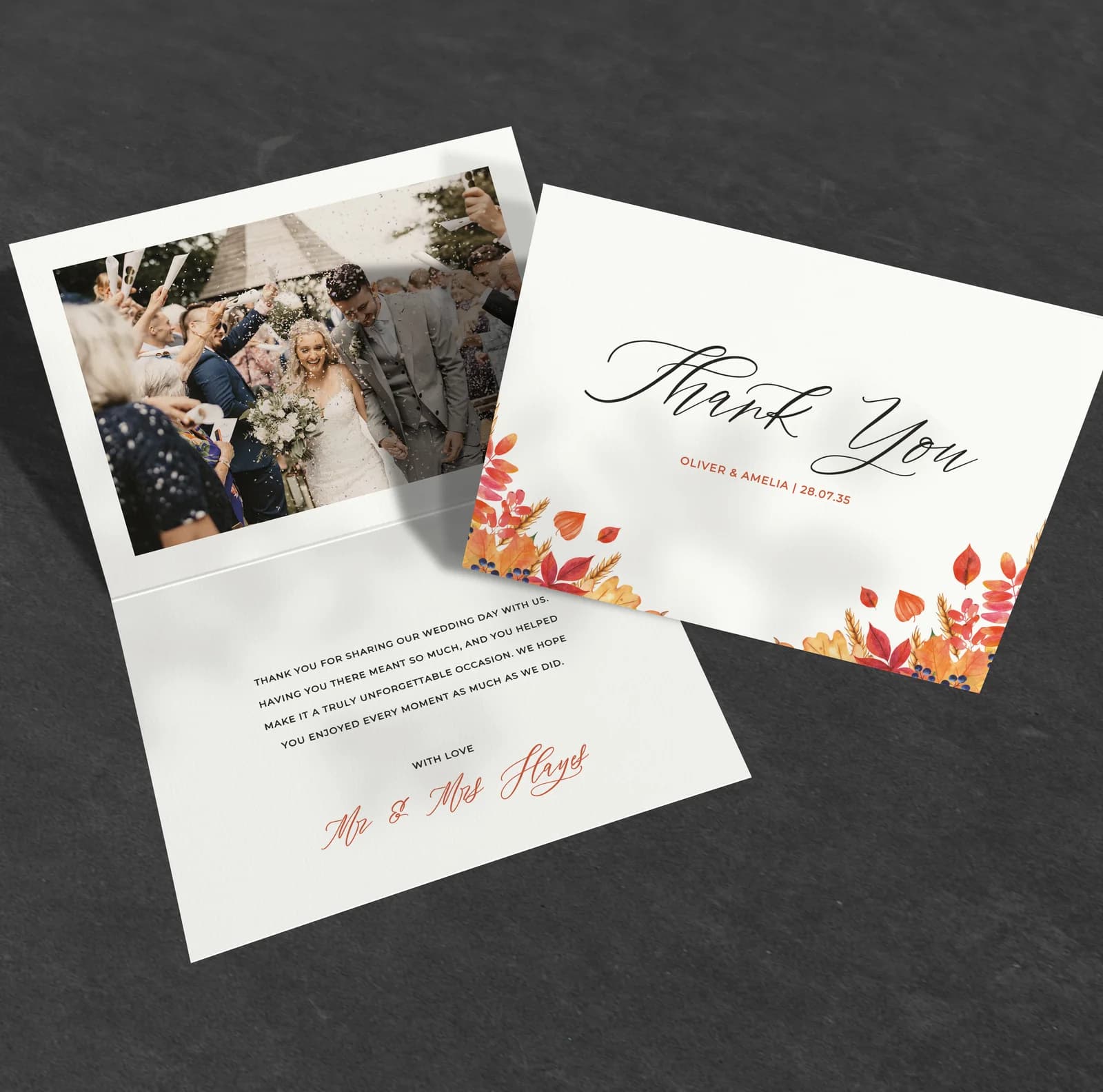 Autumn — Thank You Card — thank you wedding stationery