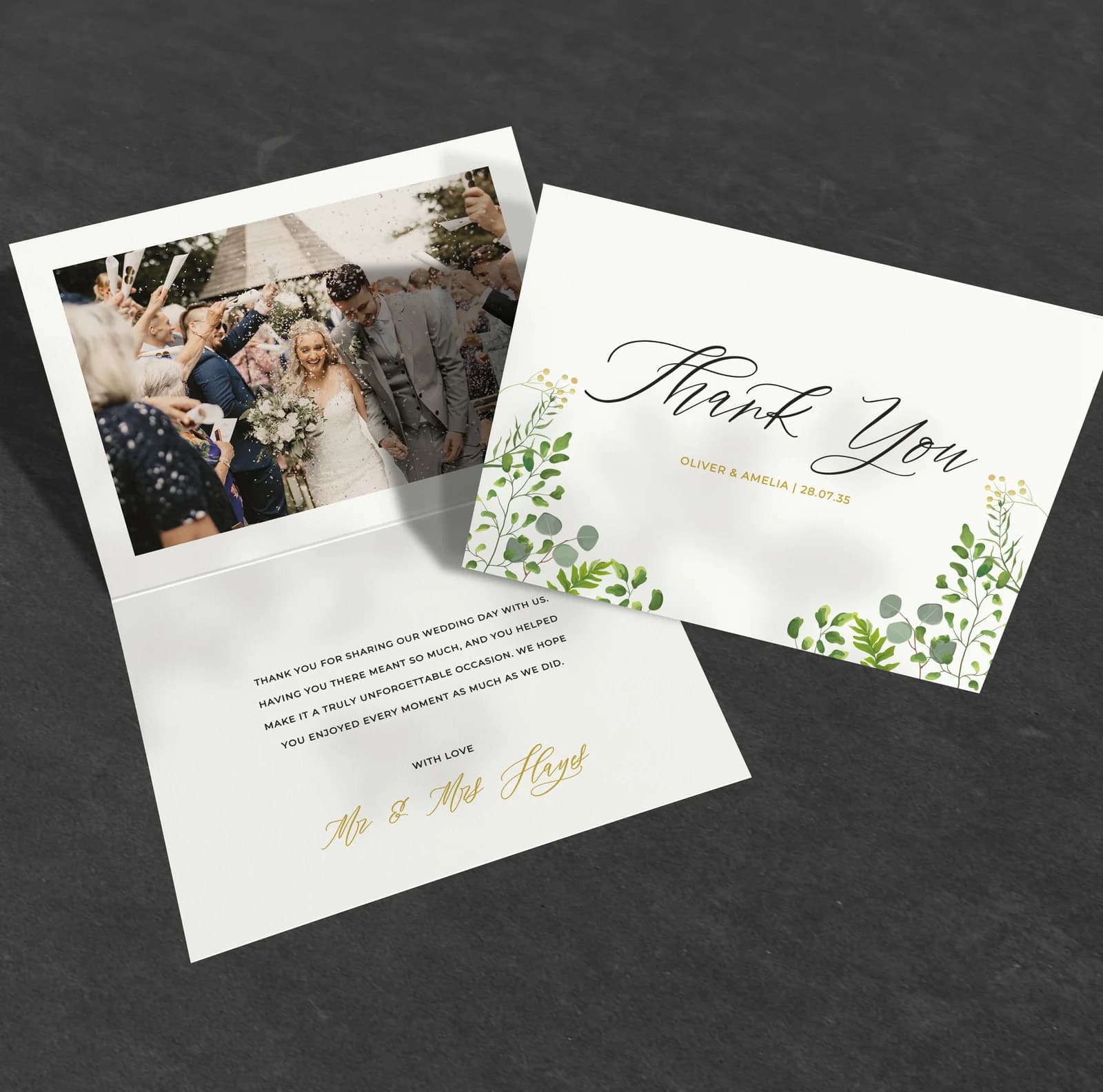 Greenery Eucalyptus — Thank You Card — thank you wedding stationery