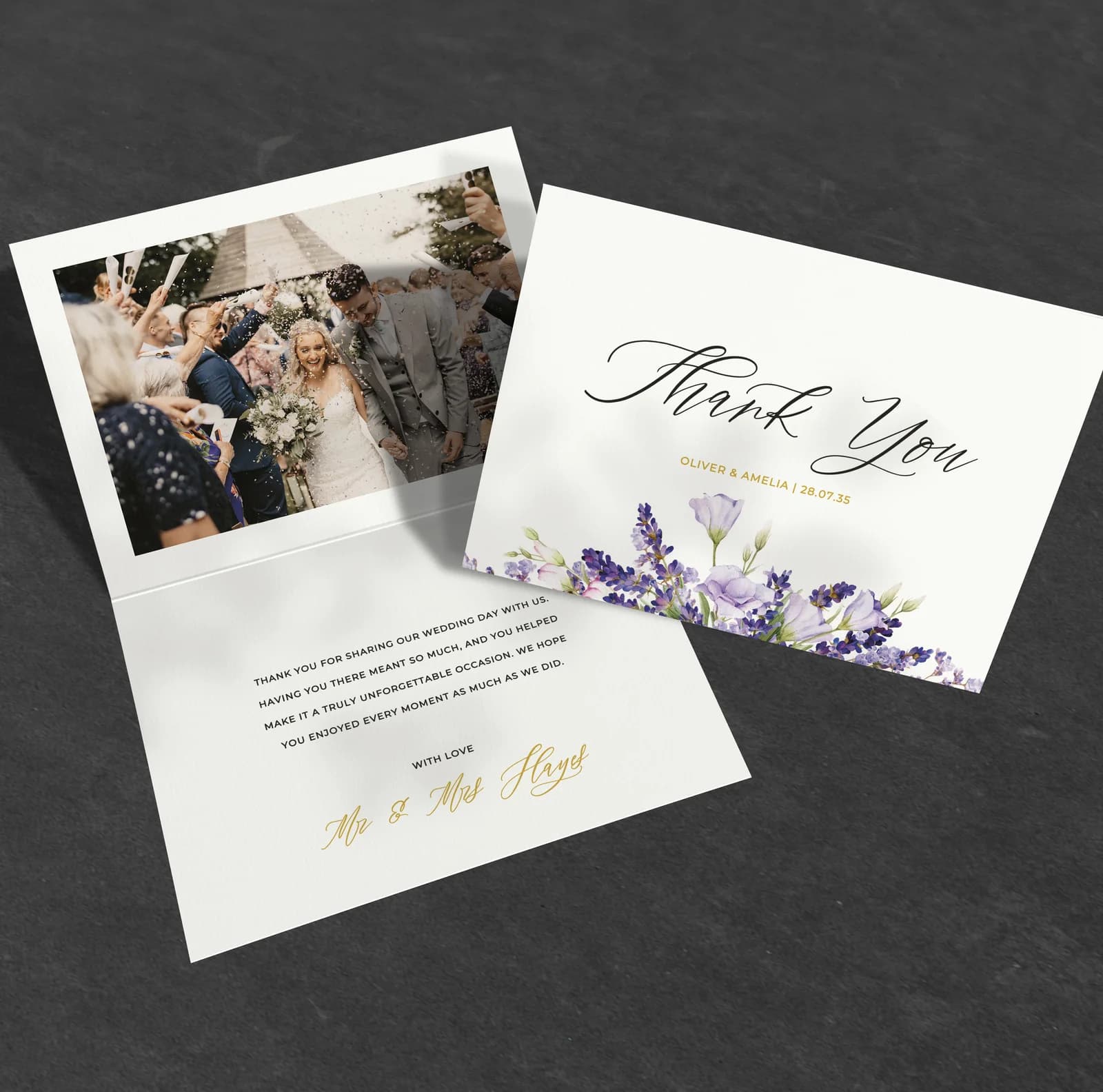 Lavender Thank You Card — thank you wedding stationery