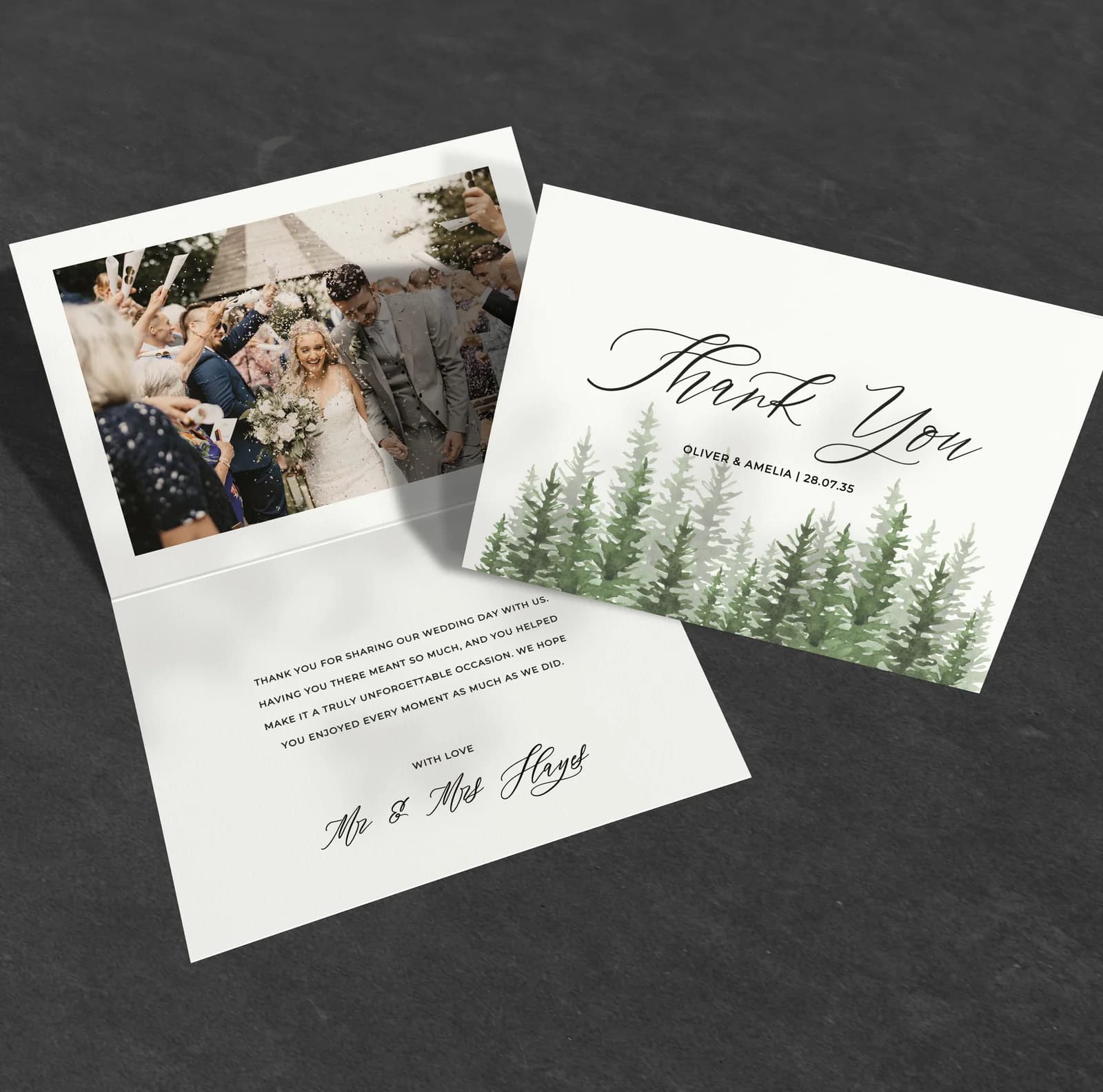 Pine — Thank You Card — thank you wedding stationery