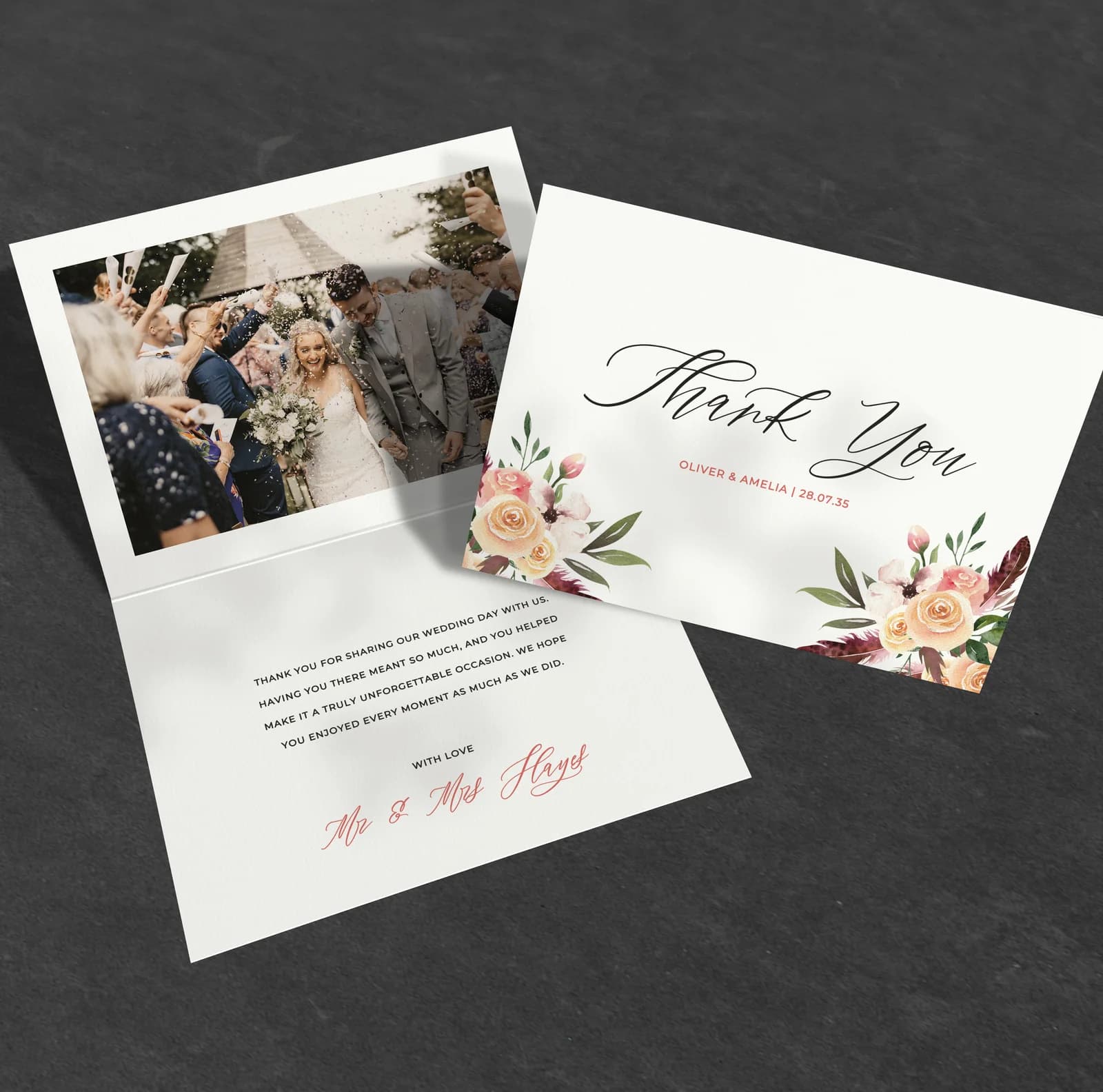 Rustic Floral — Thank You Card — thank you wedding stationery