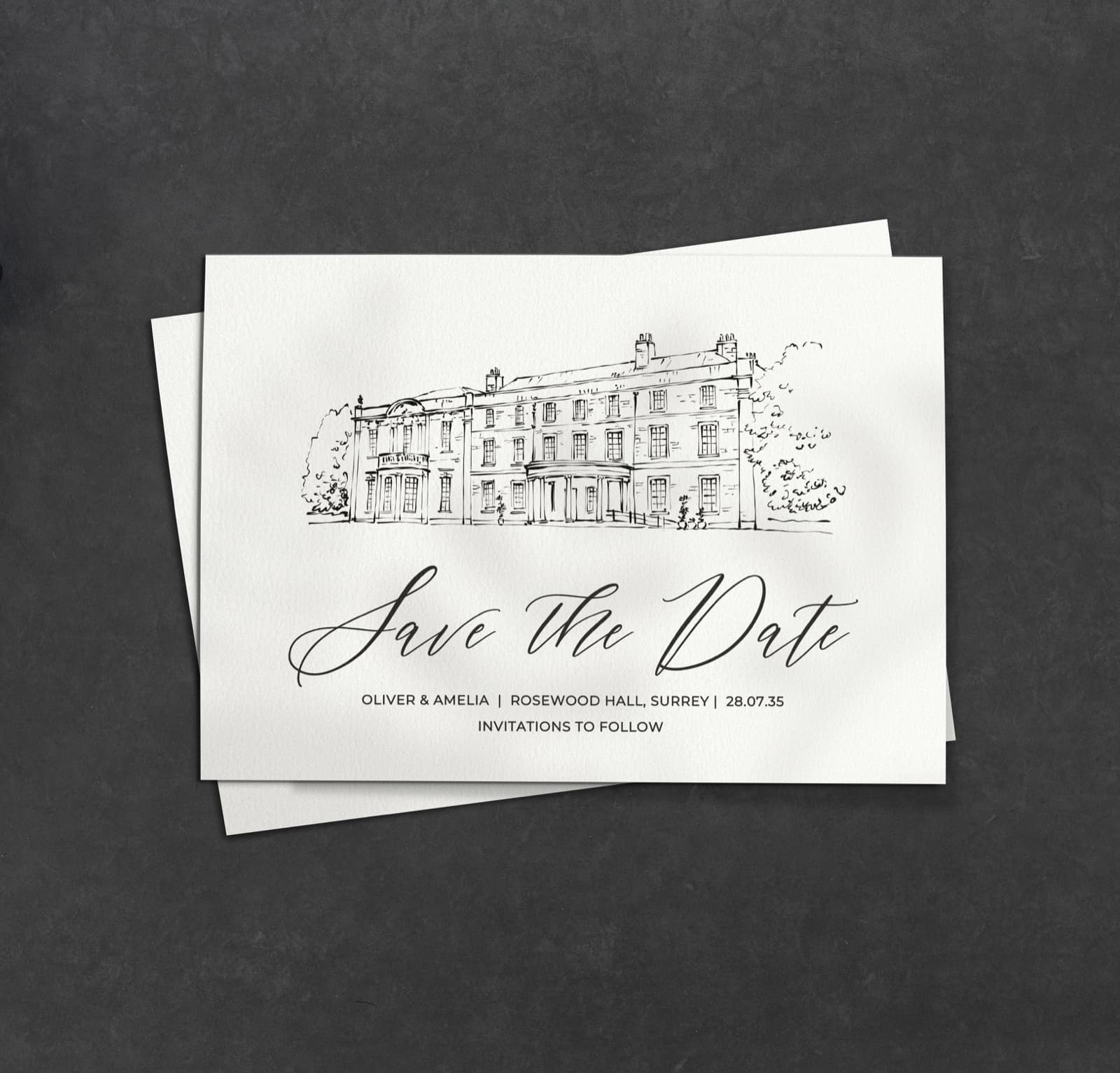 Classic Venue Sketch Save the Date — save the date wedding stationery