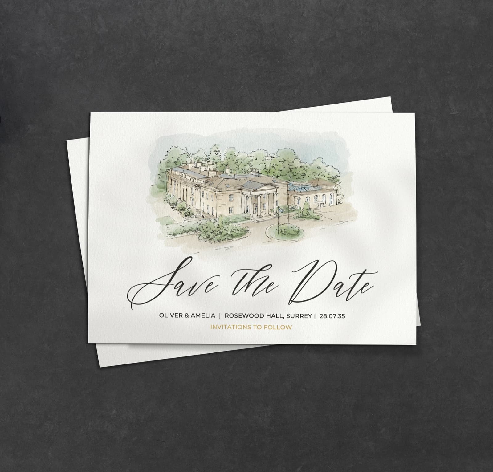 Classic Venue Illustration Save the Date — save the date wedding stationery